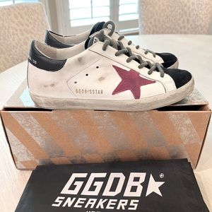 Golden Goose Superstar 36 Black Suede and Fuchsia Star